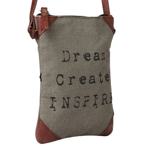 Dream Create Inspire Canvas Small Women's Crossbody Bag