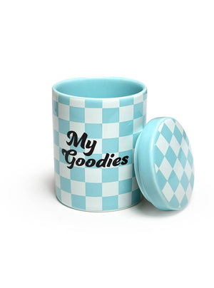 My Goodies Ceramic Stash Box – Blue Checkered