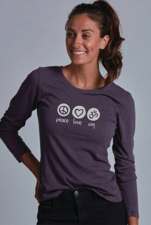 Peace Love Om Women's Bamboo Long Sleeve Tee Shirt