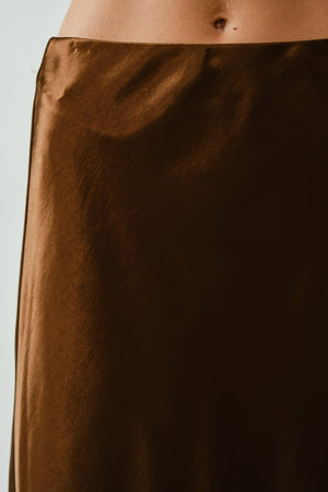 A-Line Satin Midi Skirt
