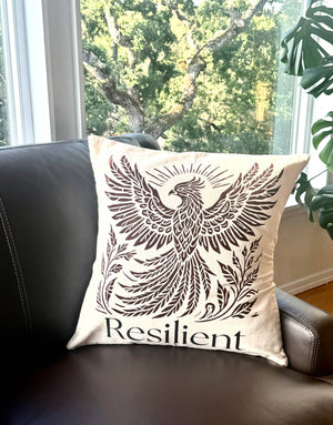 Resilient Phoenix Throw Pillow - Survivor Made