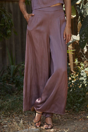 | Woven Satin Wide Leg Pants