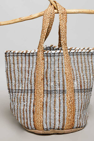 Artisanal Hand woven Striped Beach Tote Bag