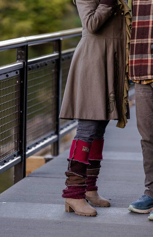 Upcycled Sweater Leg Warmers, Burgundy
