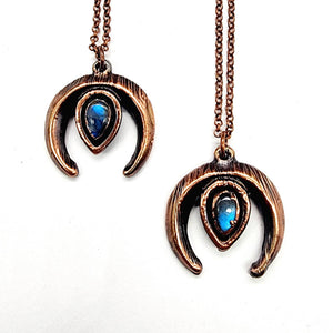 Labradorite Inverted Moon Necklace
