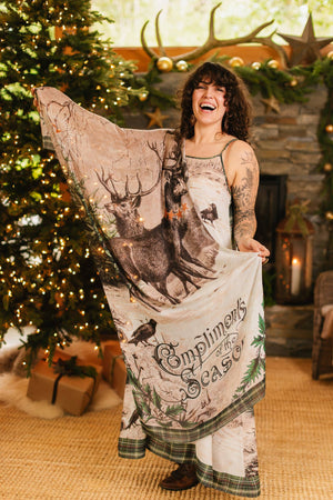 Winter Wish Christmas Scarf with Plaid and Deer