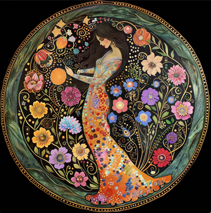 Spring Magic Garden Goddess Tambourine Wall Accent