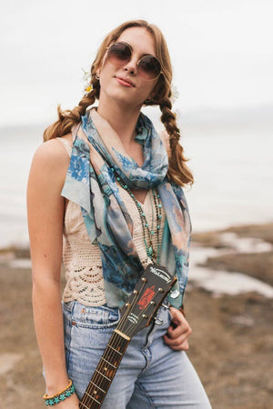 Peace Out Scarf with Doves and Sunrise