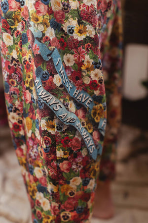 Art of Life Linen Cropped Artist Pant with Boho Floral Print