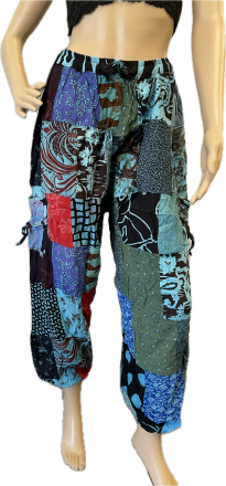 Dyed Cotton Patchwork Pants