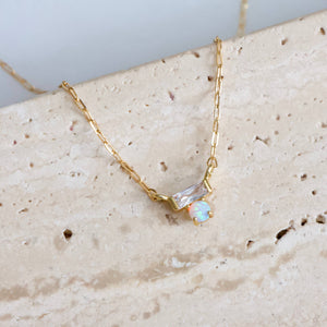 Mini CZ Opal Necklace - Gold Filled