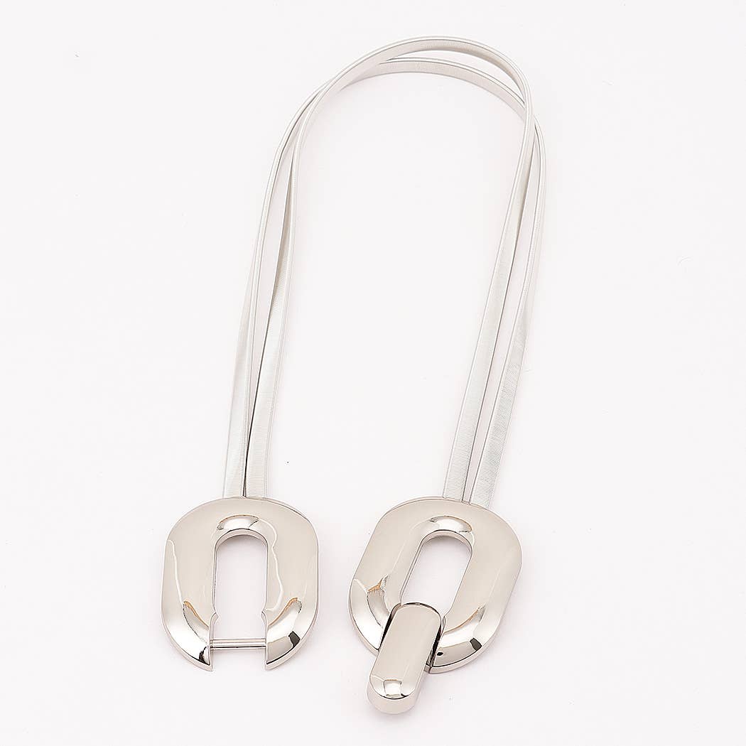 Double Link Buckle Elastic Waist Belt