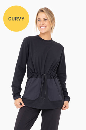GREEN - CURVY Boxy Brushed Bungee Tunic Top