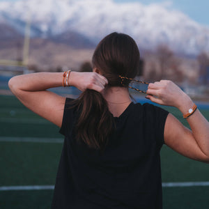 Game Day Hair Tie Bracelet Set – Orange & Black