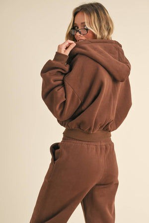 Cozy Fleece Oversized Crop Full Zip Hoodie