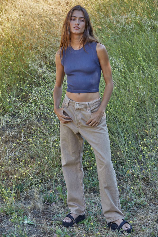 Knit Seamless Ribbed Round Neck Tank Top