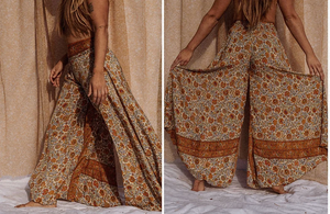 Silk Vintage Floral Palazzo Pants