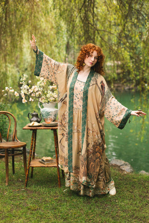 Fable Opera Duster Kimono Robe - Deer, Moon and Blossom