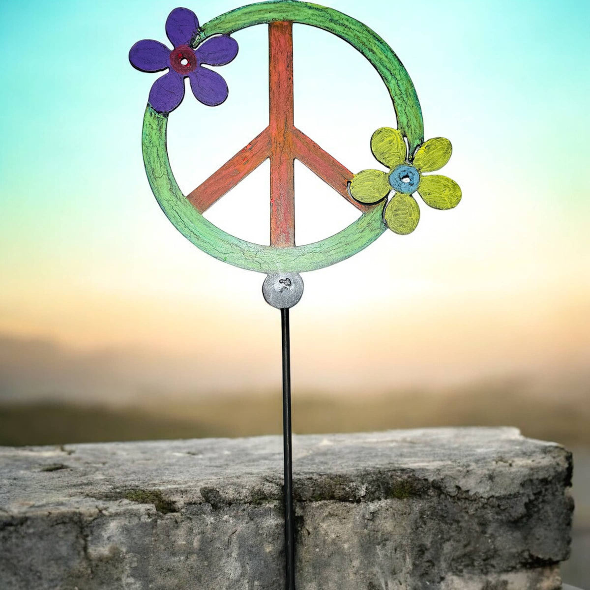 Peace Sign and Flower Plant Stakes