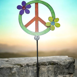 Peace Sign and Flower Plant Stakes
