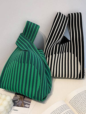 Striped Woven Handbag