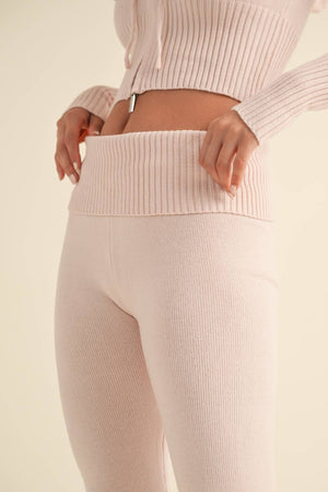 Foldover Flare Knit Sweater Pants