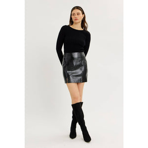 Fitted Ribbed Knit Top with Button Detail Sleeves