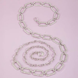 Pave Crystal Rectangle Link Chain Belt