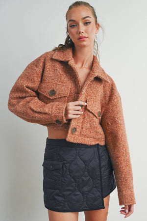 Plaid Pocket Fall Shacket - Rust