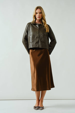 A-Line Satin Midi Skirt