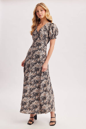 Floral Print Surplice Maxi Dress