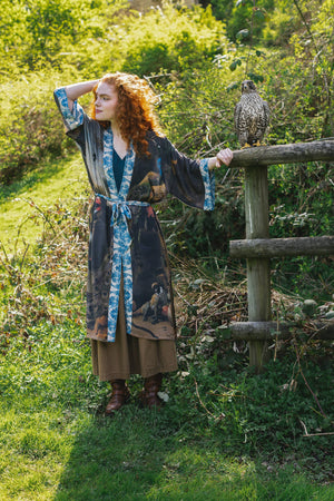 Wild Beauty Opera Duster Kimono Robe with Peacock