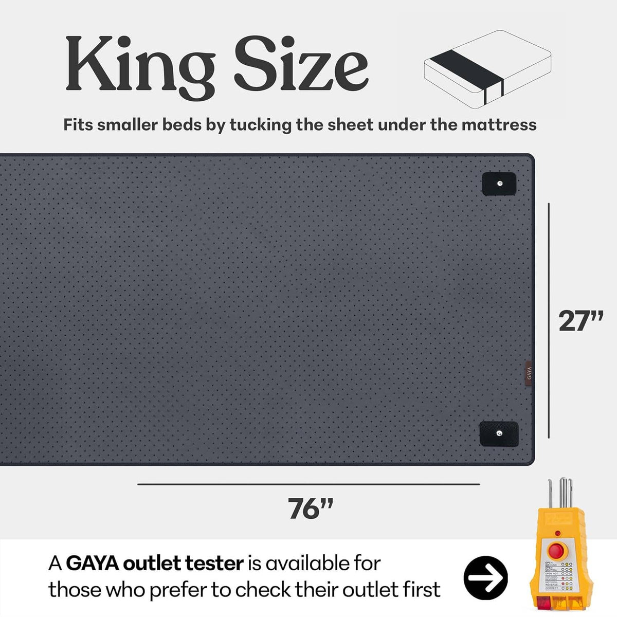 King Gray Grounding Mat for Bed