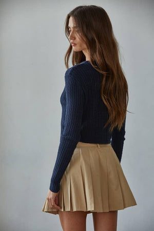 Knit Cable Sweater Cotton Button Down Cardigan
