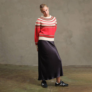 Navy Satin Slip Skirt