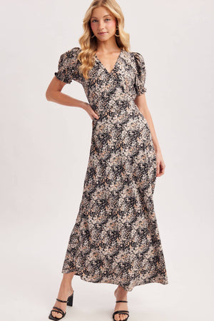Floral Print Surplice Maxi Dress