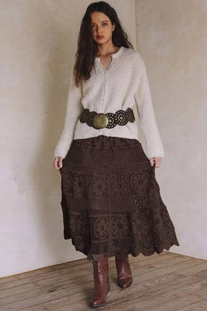 Brown Crochet Maxi Skirt