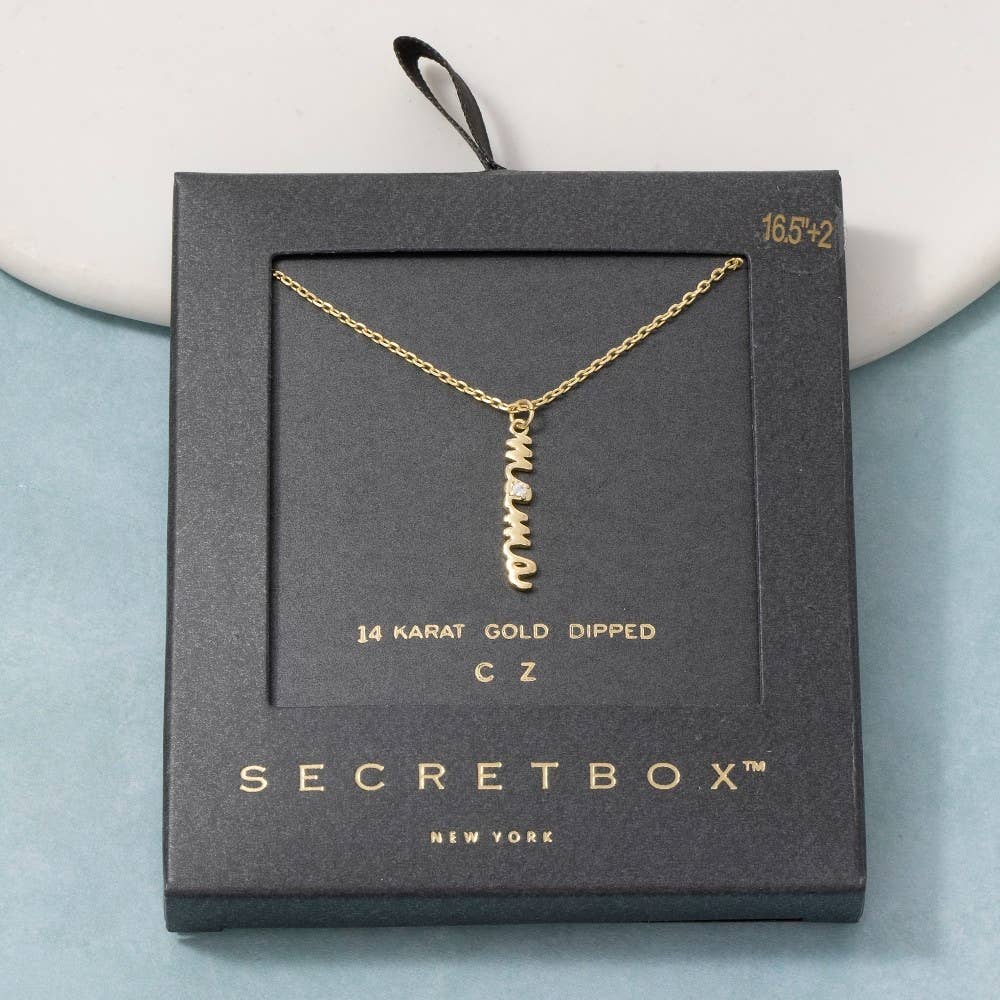 14K Gold Dipped Mama Script Pendant Necklace