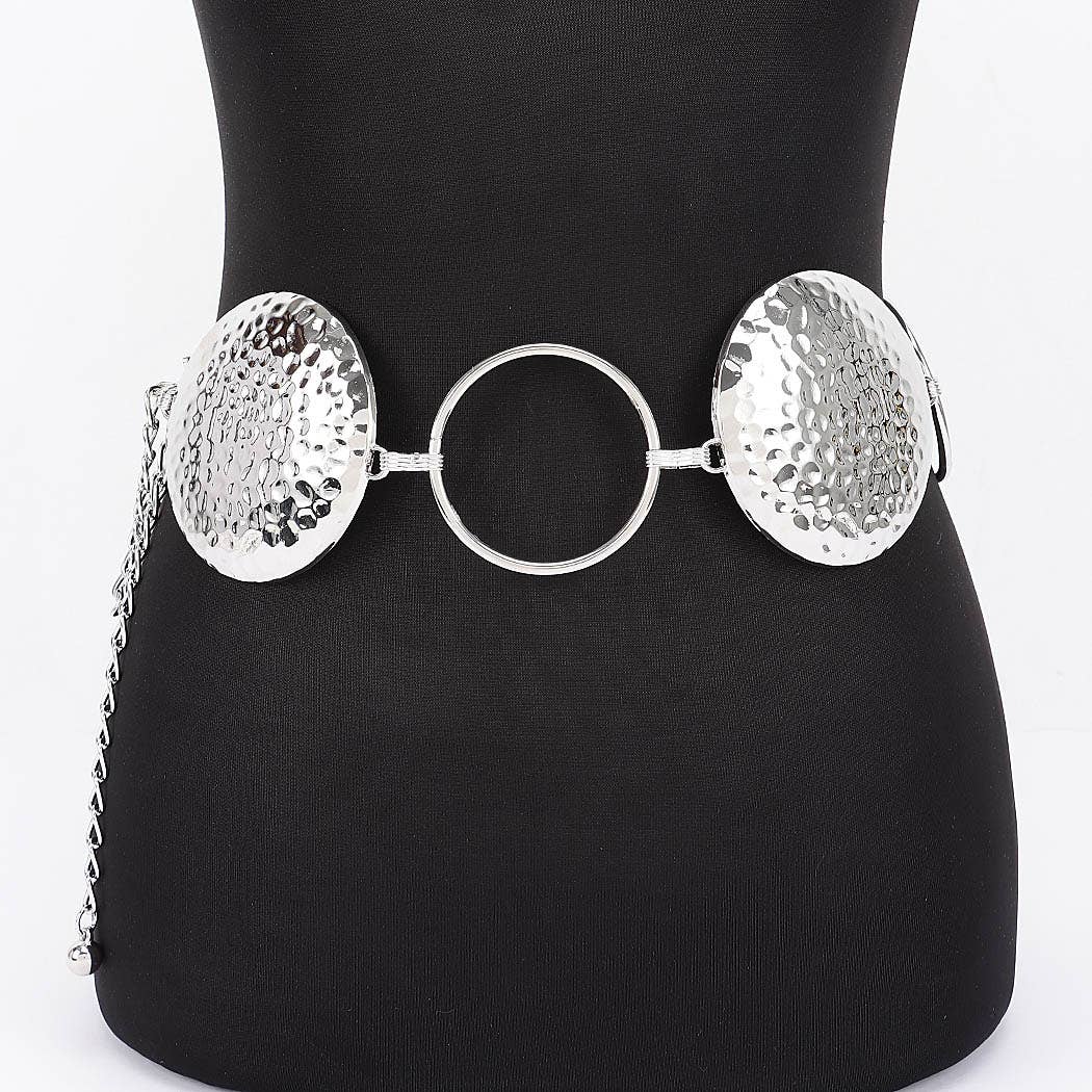 Hammered Disc Linked Chain Waist Belt