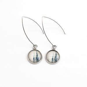 Ice Fog Stainless Steel and Glass Long Earrings Small