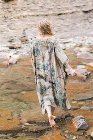 Earth and Sky Bamboo Kimono with Tree Print