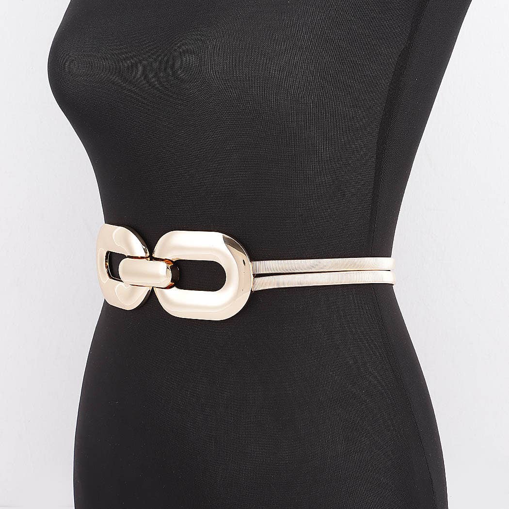 Double Link Buckle Elastic Waist Belt