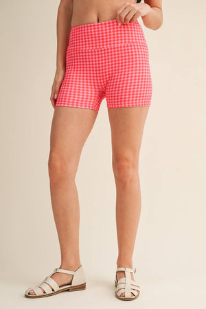 Gingham Print Biker Shorts