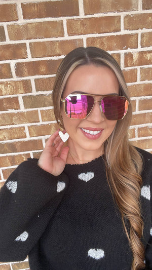 Axl Oversized Aviator Sunglasses - Hot Pink