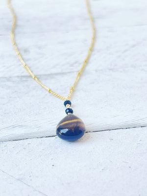 Tiger's Eye & Black Glass Necklace