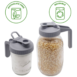 Pour and Store Pitcher Lid with Handle for Mason Jars