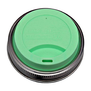 Silicone Drinking Lid with Stainless Steel Band for Mason Jars