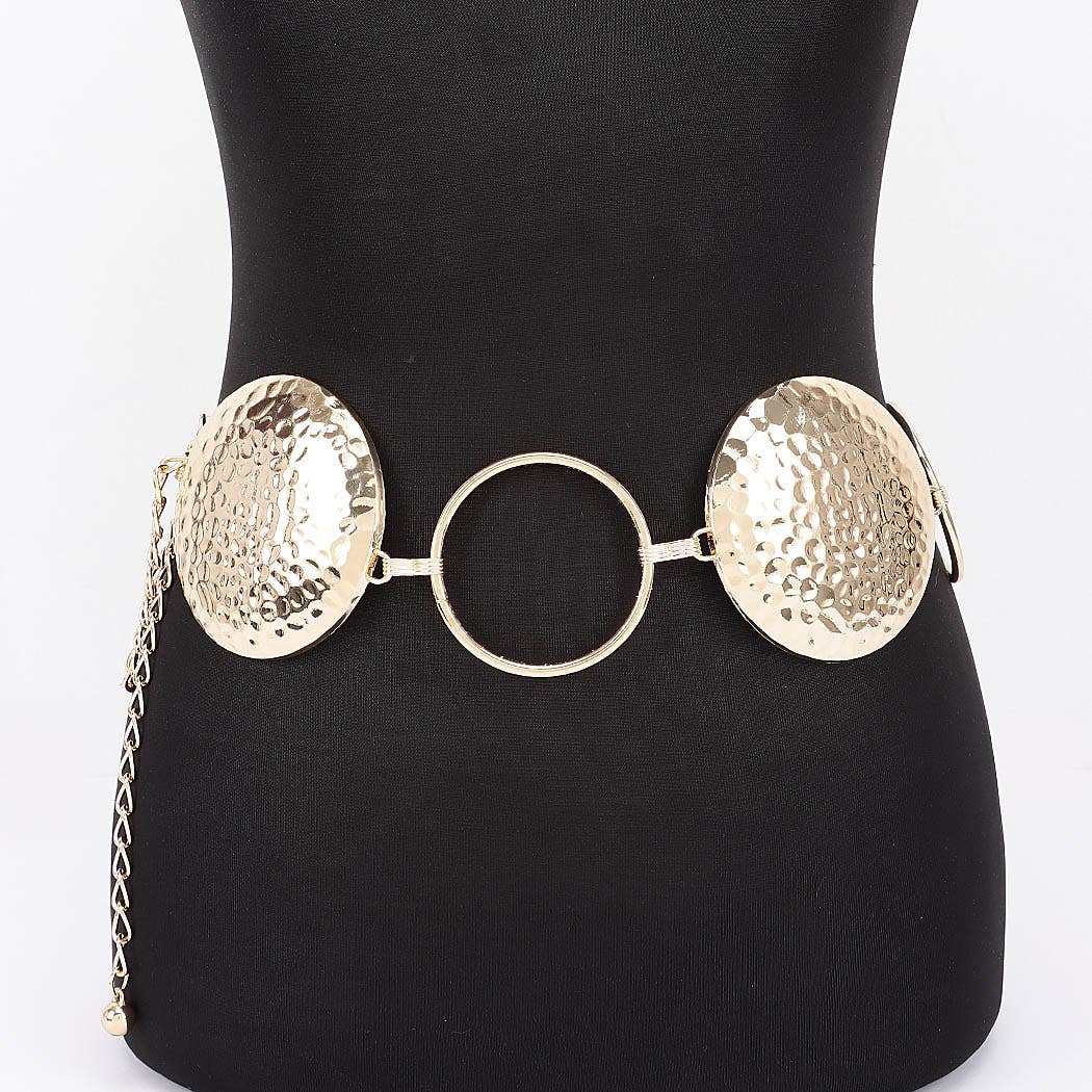 Hammered Disc Linked Chain Waist Belt