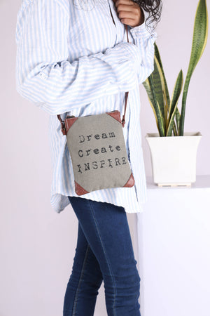 Dream Create Inspire Canvas Small Women's Crossbody Bag
