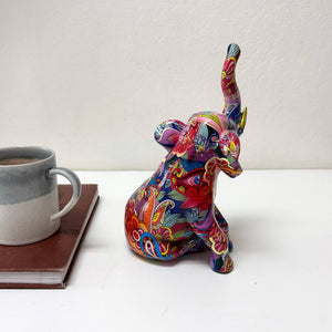 Floral Elephant Resin Tabletop Sculpture